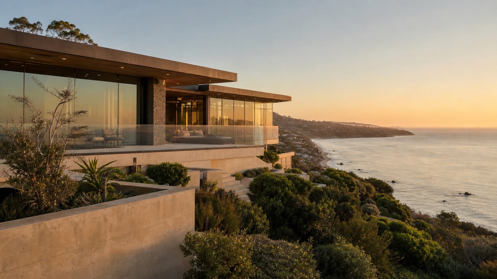 Contemporary California coastal residence overlooking the Pacific