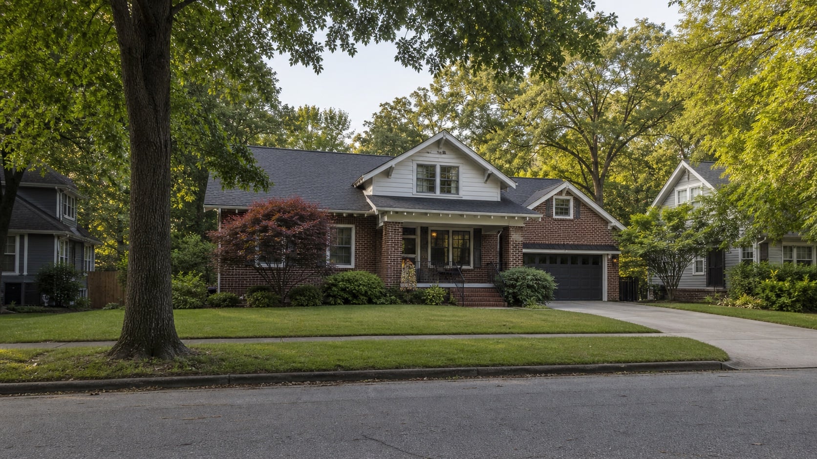 Established Alabama neighborhood home beneath mature trees
