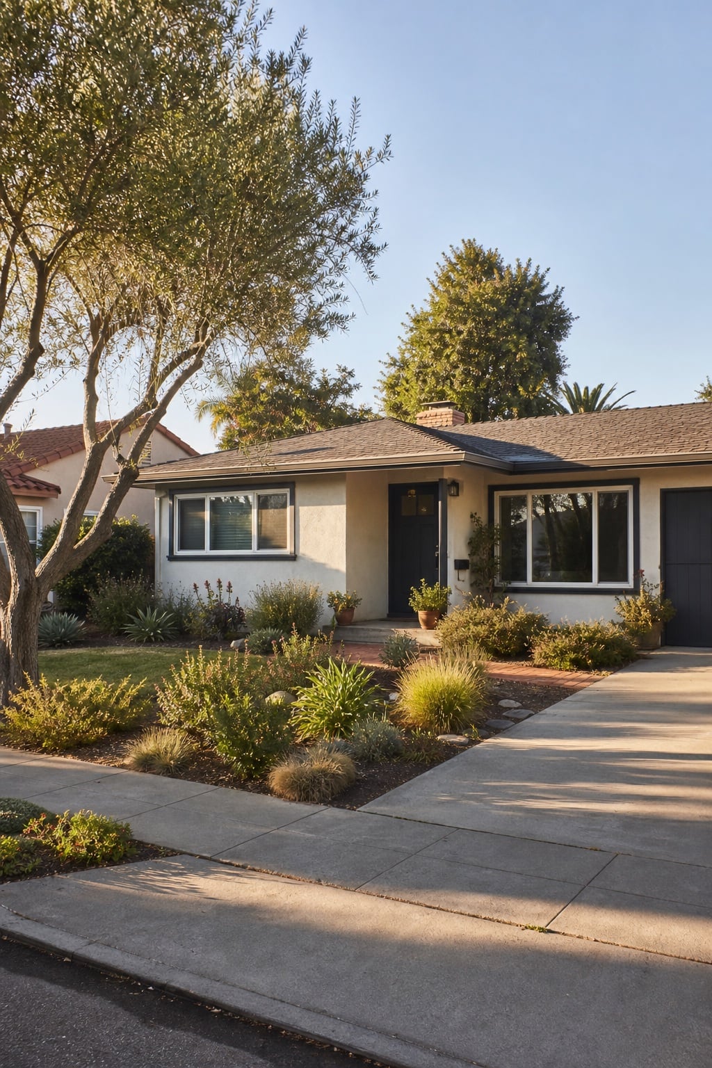 Established Southern California ranch home with a mature front garden
